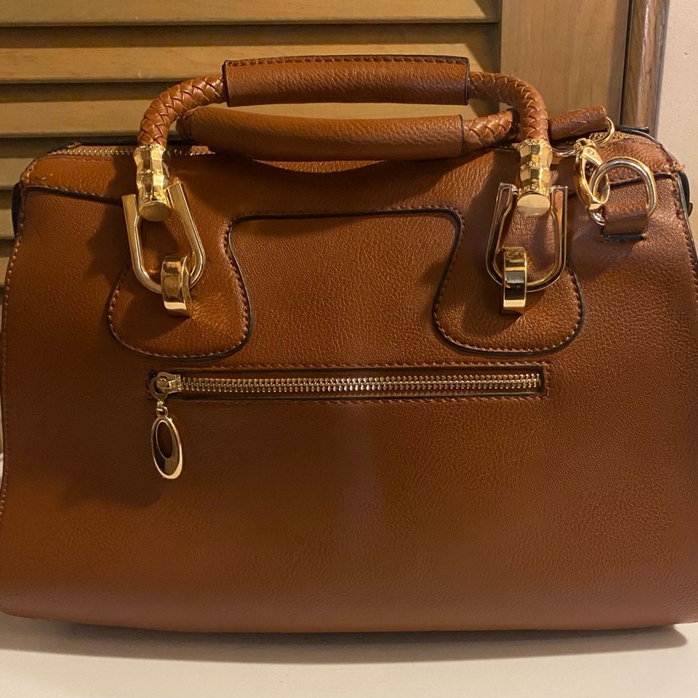 Purse MG Collection braided top handles and removable cross body strap